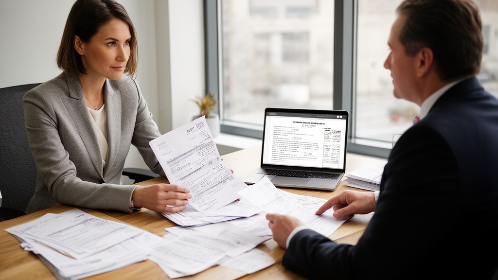Empresário e advogado analisando extratos e documentos para pedido de desbloqueio via SISBAJUD